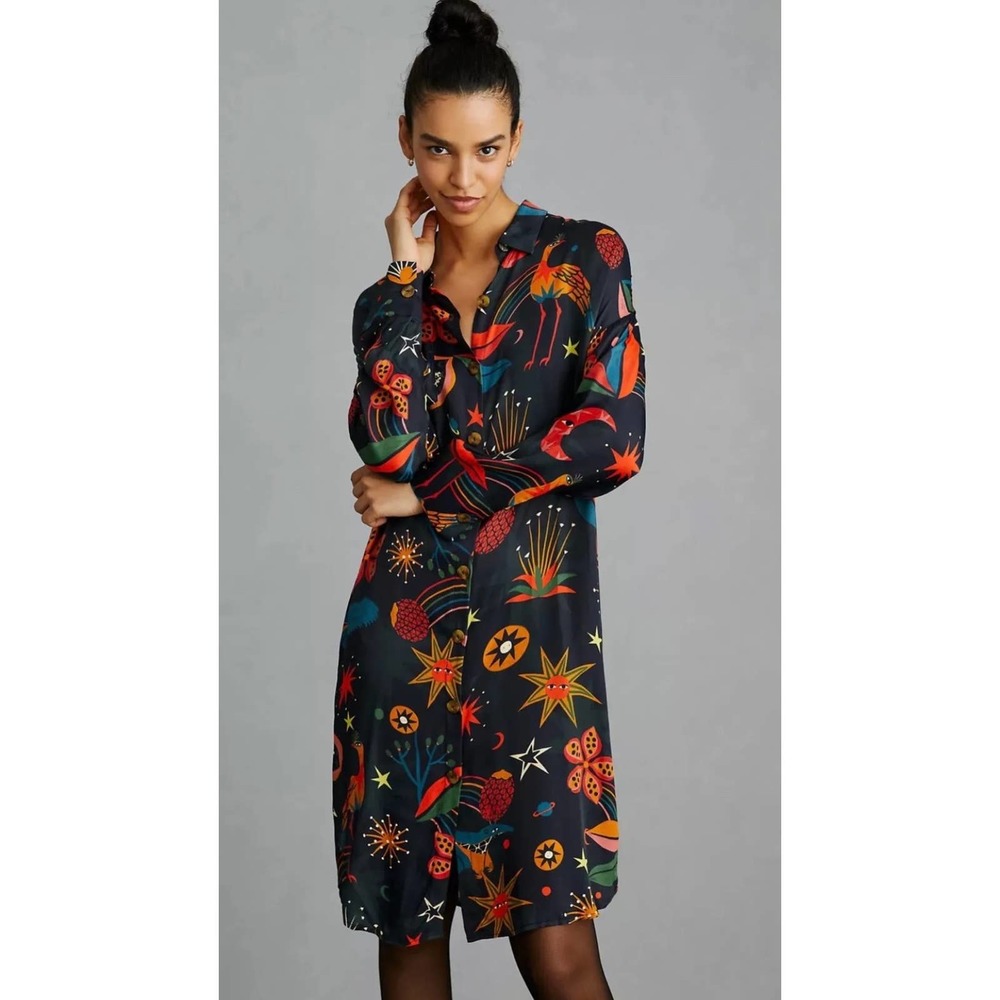 NWT Farm Rio Cerrado Sky Longline Duster Shirt Dress Medium